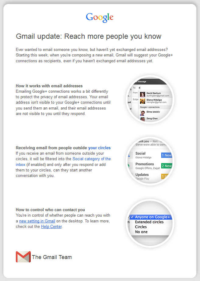Gmail opens a new door to your inbox though Google Plus