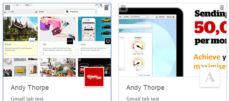 Gmail Promotions Tab Grid View in action
